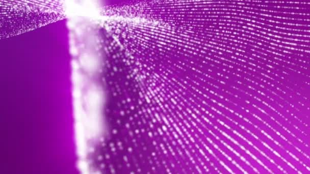 Білі Частинки Фіолетовим Випромінюванням Повільно Рухаються Візуалізація — стокове відео