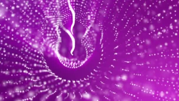 Particules Blanches Avec Rayonnement Violet Déplaçant Lentement Rendu — Video