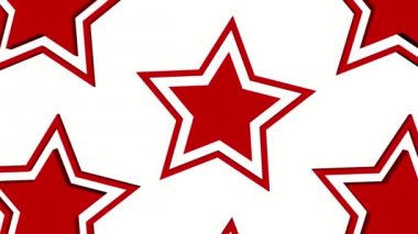 kırmızı üç boyutlu yıldız beyaz bir arka plan bir eksen etrafında döner. 3D render