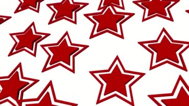 kırmızı üç boyutlu yıldız beyaz bir arka plan bir eksen etrafında döner. 3D render