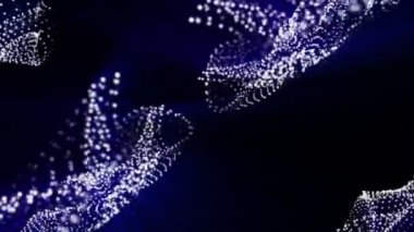 hafif parçacıklar mavi ışınları yavaş hareket karşı siyah bir arka plan ile. Soyut animasyon. 3D render