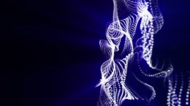 hafif parçacıklar mavi ışınları yavaş hareket karşı siyah bir arka plan ile. Soyut animasyon. 3D render