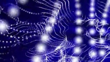 hafif parçacıklar mavi ışınları yavaş hareket karşı siyah bir arka plan ile. Soyut animasyon. 3D render