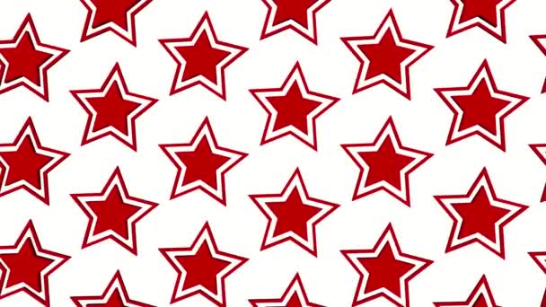 Red Three Dimensional Stars Revolve Axis White Background Rendering — Stock Video