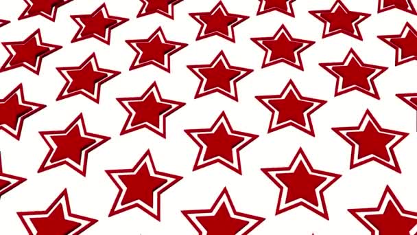 Красные Трехмерные Звезды Вращаются Вокруг Оси Белом Фоне Рендеринг — стоковое видео