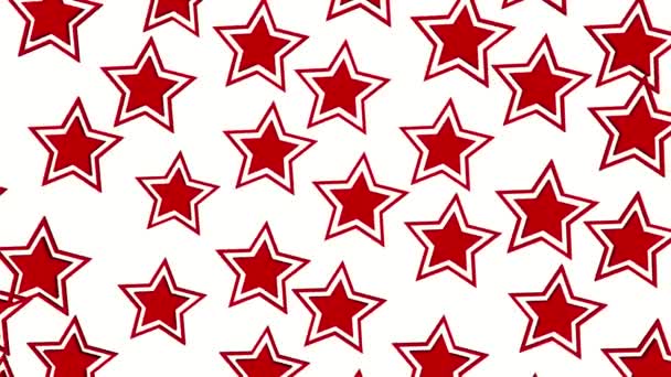 Estrellas Tridimensionales Rojas Giran Alrededor Eje Sobre Fondo Blanco Renderizado — Vídeo de stock