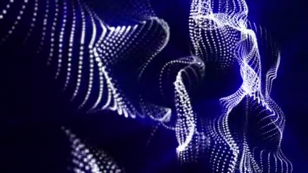 Particules Lumière Avec Des Rayons Bleus Déplaçant Lentement Sur Fond — Video