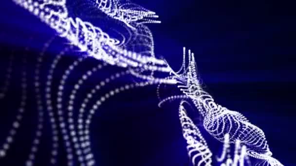 Светлые Частицы Голубыми Лучами Медленно Движутся Черном Фоне Абстрактная Анимация — стоковое видео