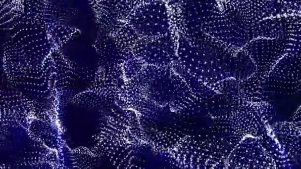 Lichte Deeltjes Met Blauwe Stralen Langzaam Bewegen Tegen Een Zwarte — Stockvideo
