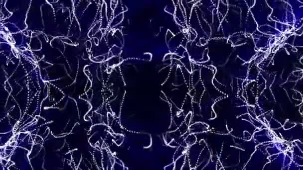Ελαφρών Σωματιδίων Μπλε Ακτίνες Αργά Κινούνται Μαύρο Φόντο Αφαιρετικό Animation — Αρχείο Βίντεο