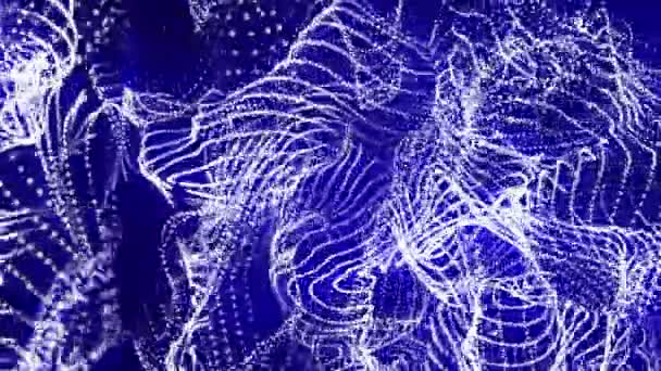 ライト粒子の青い光が徐々 に黒の背景に移動します 抽象アニメーション レンダリング — ストック動画