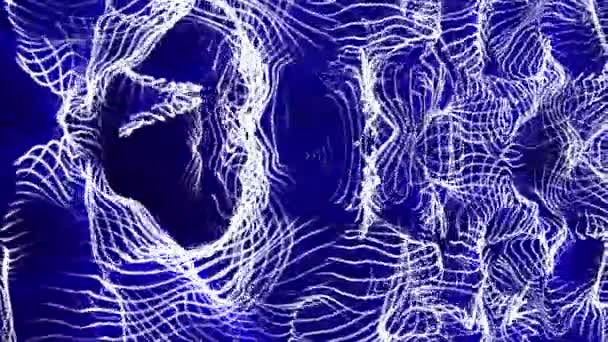 Светлые Частицы Голубыми Лучами Медленно Движутся Черном Фоне Абстрактная Анимация — стоковое видео