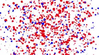 kırmızı ve mavi beyaz bir arka plan üzerinde hareket parçacıklar yuvarlak. Soyut animasyon. 3D render