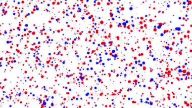 kırmızı ve mavi beyaz bir arka plan üzerinde hareket parçacıklar yuvarlak. Soyut animasyon. 3D render