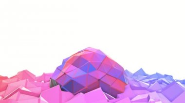 Pembe ve mor düşük poli arka plan. Soyut animasyon. 3D render