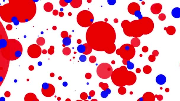 Kırmızı Mavi Beyaz Bir Arka Plan Üzerinde Hareket Parçacıklar Yuvarlak — Stok video