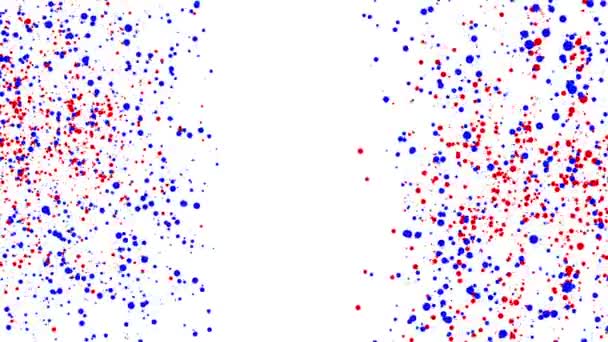 Partículas Redondas Rojas Azules Que Mueven Sobre Fondo Blanco Animación — Vídeos de Stock