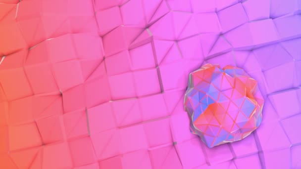 Рожевий Фіолетовий Низький Поліетиленовий Фон Абстрактна Анімація Візуалізація — стокове відео