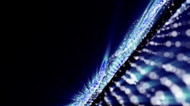 Particelle Bianche Con Radiazione Blu Volano Uno Sfondo Nero Sfondo — Video Stock