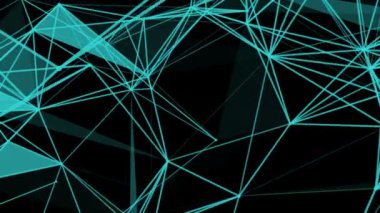 Turkuaz Siyah bir arka plan karşı yavaşça parçacıklar bağlı. animasyonlu arka plan. 3D render