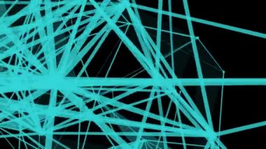 Turkuaz Siyah bir arka plan karşı yavaşça parçacıklar bağlı. animasyonlu arka plan. 3D render