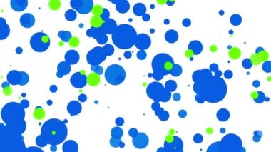 mavi ve yeşil beyaz bir arka plan üzerinde uçan parçacıklar yuvarlak. Soyut animasyon 3d render