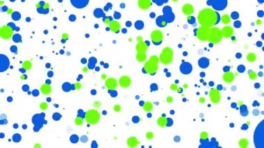 mavi ve yeşil beyaz bir arka plan üzerinde uçan parçacıklar yuvarlak. Soyut animasyon 3d render