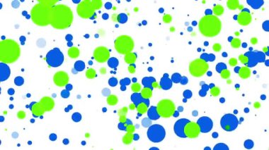 mavi ve yeşil beyaz bir arka plan üzerinde uçan parçacıklar yuvarlak. Soyut animasyon 3d render