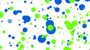 mavi ve yeşil beyaz bir arka plan üzerinde uçan parçacıklar yuvarlak. Soyut animasyon 3d render