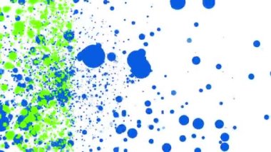 mavi ve yeşil beyaz bir arka plan üzerinde uçan parçacıklar yuvarlak. Soyut animasyon 3d render