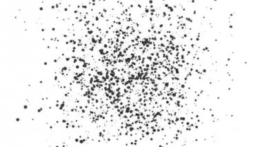 beyaz bir arka plan üzerinde uçan gri yuvarlak parçacıkları. Soyut animasyon 3d render.