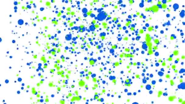 Mavi Yeşil Beyaz Bir Arka Plan Üzerinde Uçan Parçacıklar Yuvarlak — Stok video