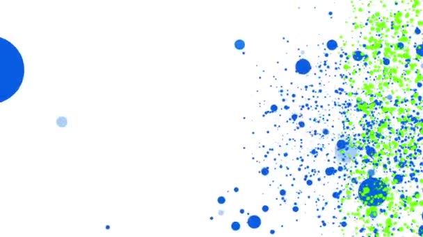 Partículas Redondas Azules Verdes Volando Sobre Fondo Blanco Animación Abstracta — Vídeos de Stock