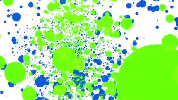 Partículas Redondas Azules Verdes Volando Sobre Fondo Blanco Animación Abstracta — Vídeo de stock