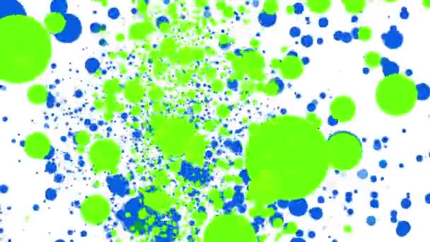 Partículas Redondas Azules Verdes Volando Sobre Fondo Blanco Animación Abstracta — Vídeos de Stock