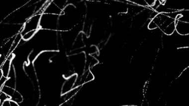 siyah bir arka plan üzerinde hareketli beyaz yuvarlak parçacıkları. alan derinliği ile animasyonlu arka plan. 3D render