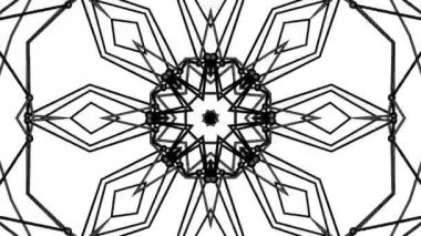 yavaş yavaş hareketli beyaz bir arka plan üzerinde siyah üç boyutlu soyut rakam. kaleydoskop etkisi. 3D render