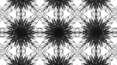 yavaş yavaş hareketli beyaz bir arka plan üzerinde siyah üç boyutlu soyut rakam. kaleydoskop etkisi. 3D render