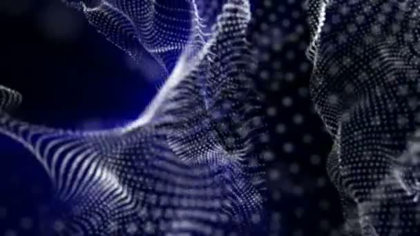 黒の背景に移動青い輝きと白い丸い粒子 アニメーション抽象的な背景 レンダリング — ストック動画