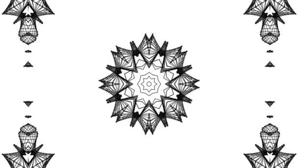 Black Three Dimensional Abstract Figure Slowly Moving White Background Kaleidoscope — Stock Video