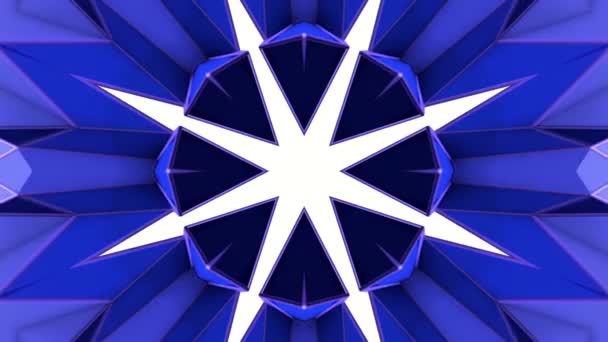 青の抽象的なアニメーションの背景 万華鏡のエフェクト レンダリング — ストック動画