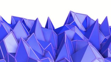 mavi animasyonlu arka plan. Düşük poli yüzey deforme olmuş. 3D render