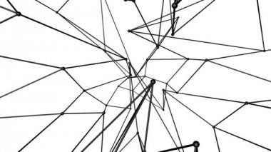  üç boyutlu soyut atomik Kafes'in beyaz bir arka plan üzerinde yavaş yavaş deforme şekildir. 3D render