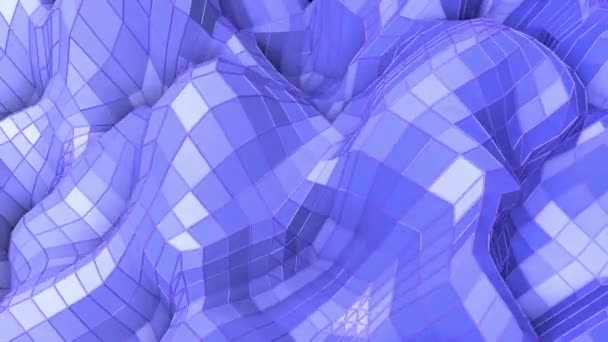 Blue Abstract Animated Background Low Poly Surface Deformed Rendering — Stock Video