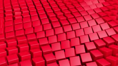 Kırmızı küpler dönen arka plan. 3D render