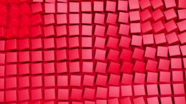 Kırmızı küpler dönen arka plan. 3D render