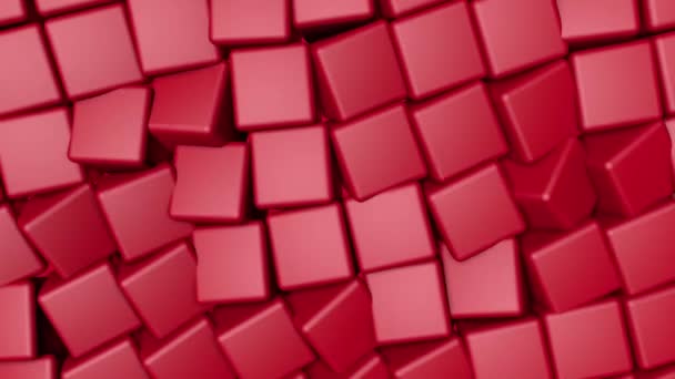 Background Rotating Red Cubes Rendering — Stock Video