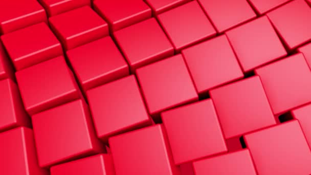 Background Rotating Red Cubes Rendering — Stock Video