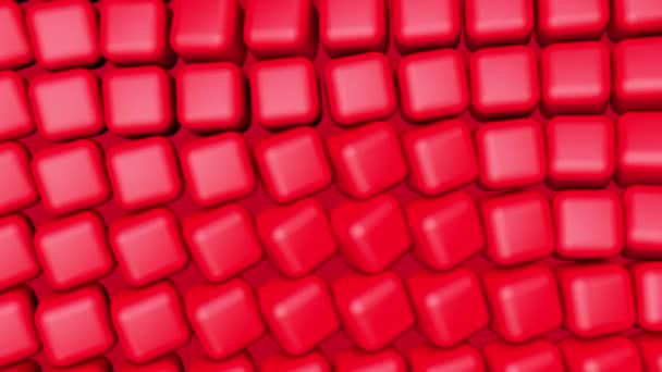 Background Rotating Red Cubes Rendering — Stock Video