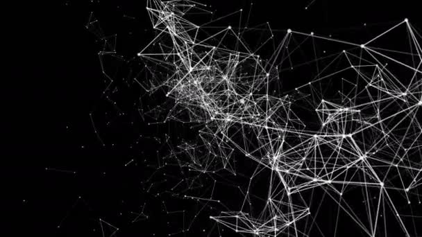 White Animated Particles Black Background Abstract Futuristic Composition Rendering — Stock Video